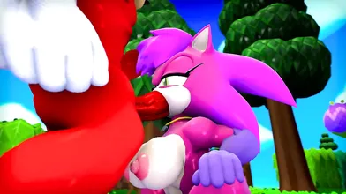 "Ten-fingered Sonia deepthroats with her tongue and fingers while getting a facial from the massive dick of a muscular, hung stud."