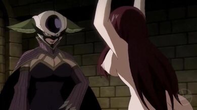 "Erza, helplessly held captive by the evil sorcerer {v1}, pleads for her life as she is stripped down to her lingerie. {4K @ 60} [Collages]"