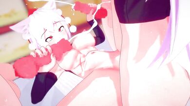 "Tied up and teased by two horny men."