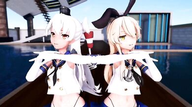 "Shimakaze and Amatsukaze - Good Night Kiss (ver. 2) [MMD R15] GenesisMMD"