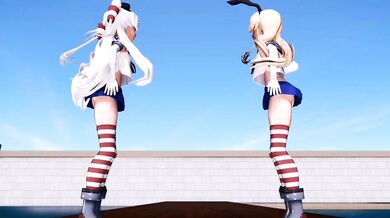 "Shimakaze and Amatsukaze - Good Night Kiss (ver. 2) [MMD R15] GenesisMMD"