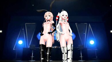 "Riding the Stormy Waves with Shimakaze and Amatsukaze - A Sailor's Good Night Kiss [MMD R18] GenesisMMD"
