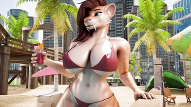 "A Raging Lioness and a Seductive Lady Get it On in the Bushes"