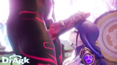 Thrusting their powerful weapons, Raiden and the Shogun fuck each other in a heated Mitachurl.