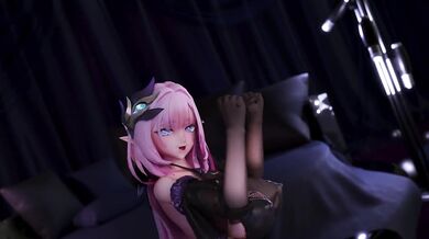 "Busty knight gets her thumbs up from a horny elf in a magical kingdom!"