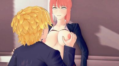 One beautiful day, after school, Makima decided to go for a walk with her friend Denji. As they walked through the forest, they noticed that the trees seemed to have grown longer and thicker than usual. They also noticed that the ground was soft and moist