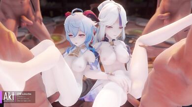 Ningguang and Ganyu get it on in the shower