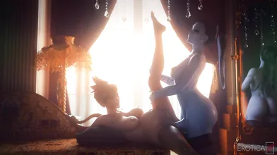 Widowmaker and Tracer get pregnant with a FUTA baby in Gerotica porn