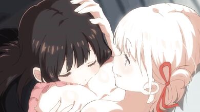 Takina is seen lying on Chistatos breasts clothed [or unclothed], but she soon starts to moan and squirm as her desire builds up