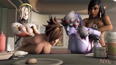 Brigitte and Reinhardt on a Triple Date with Tracer and Widowmaker - Nylenylenylenylenyl