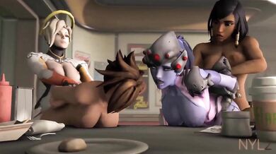 Brigitte and Reinhardt on a Triple Date with Tracer and Widowmaker - Nylenylenylenylenyl