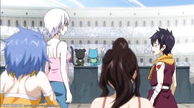 A witch with a large, bouncing rack plays fairy tail with her grand magical games