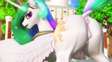Ponytailed Queen Celestias Ass Tearing Extra-Long Blowjob (Clop)