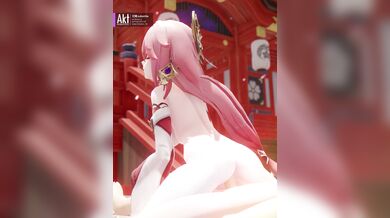 Watch me getting cleansed by a beautiful Yae Miko priestess in the shrine!