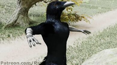 Raven gets fucked by a fierce dragon while having intense anal sex in the forest!