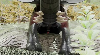 Raven gets fucked by a fierce dragon while having intense anal sex in the forest!