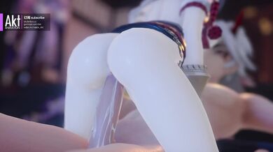 Kujou Sara rides a cow in the barn, unleashing her animalistic desires as she moans and groans with pleasure