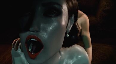 Mrs Dimitrescu goes all out, taking a brutal cumshot to the back!