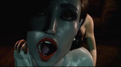 Mrs Dimitrescu goes all out, taking a brutal cumshot to the back!
