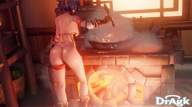 Watch the steamy kitchen animation of dragon-lover Xiangling!