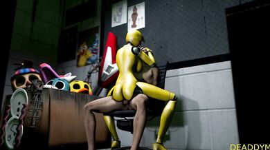 Watch as Chica from Five Nights at Freddys gets fucked by a group of animatronics in this hentai porn video!