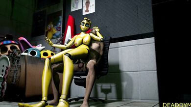 Watch as Chica from Five Nights at Freddys gets fucked by a group of animatronics in this hentai porn video!