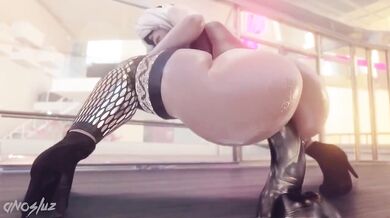 Cybernetic Assassin: YoRHa 2B Riding a Mega Dildo in Anosluz