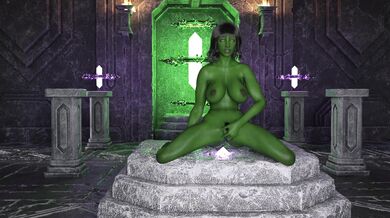 The curvy She-Hulk and her sexy green crystal