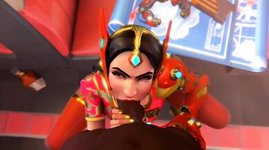 Symmetras blackened blow job with Leet or Black Symmetra gets a blowjob from her hacker friend