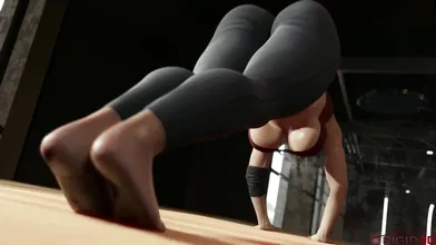 Jills Yoga Practice Makes Her Ass Shine Brighter Than The Sun In Rigid 3D