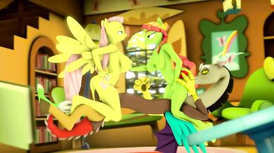 The Gorilla Discord has fun with Fluttershy and Tree Hugger