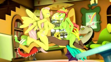 The Gorilla Discord has fun with Fluttershy and Tree Hugger
