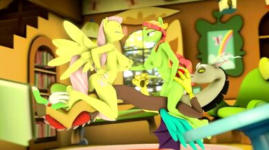 The Gorilla Discord has fun with Fluttershy and Tree Hugger