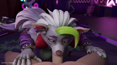 Roxanne, the lusty wolf, takes on a human prey