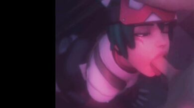 A busty blonde takes a giant creampie in her mouth while riding a massive horse dildo, as kinky kitten KittyYevil looks on and directs the action