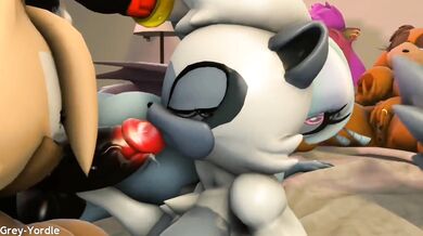 The Mobians are having a wild orgy with each other and even the grey-yordle joins in on the action