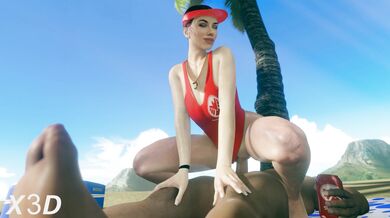 Watch the Black Widow Life Guard get down and dirty with a white man in this 4K porn video