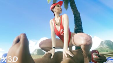 Watch the Black Widow Life Guard get down and dirty with a white man in this 4K porn video