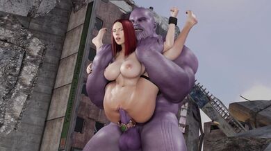 Black Widow Gets Taken By Thanos In A Full Nelson Hold!