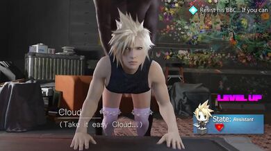 (Cloud Strife tries to resist a BBC)