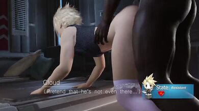 (Cloud Strife tries to resist a BBC)