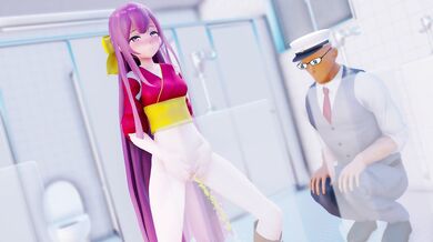 Watch hot and horny kinky lady pees in a crowded public bathroom stall while being watched by a hidden voyeur!