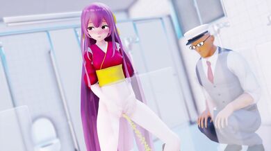 Watch hot and horny kinky lady pees in a crowded public bathroom stall while being watched by a hidden voyeur!