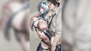 This is a hentai PORN video featuring Eula Genshin, where she takes on the challenge of using a fishing rod to catch her own syrup