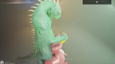 The Minotaur and Lizardman fight for dominance over the BBC Gauntlet while being watched by a horny Lala