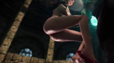 A powerful sorceress, who is also a naughty slut, gets fucked by a sexy werewolf in a dark forest at night