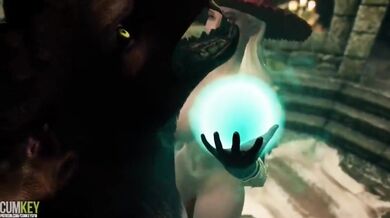 A powerful sorceress, who is also a naughty slut, gets fucked by a sexy werewolf in a dark forest at night