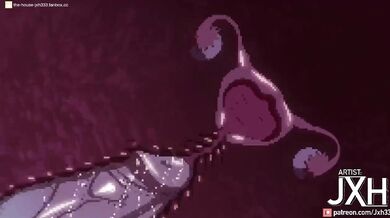 Riding backwards on a horse, Ai Hayasaka takes control of the ride in reverse cowgirl position