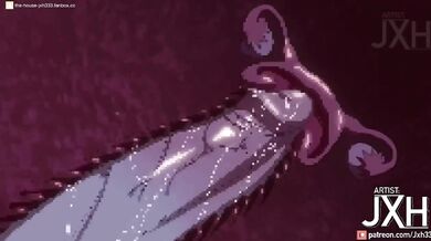 Riding backwards on a horse, Ai Hayasaka takes control of the ride in reverse cowgirl position