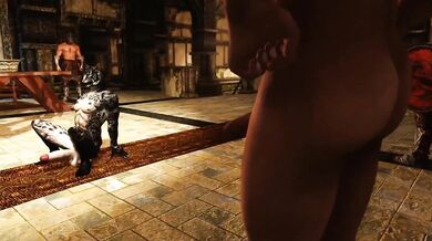 Sexy Khajiit slave girl pleasures her Master with a monster cock!